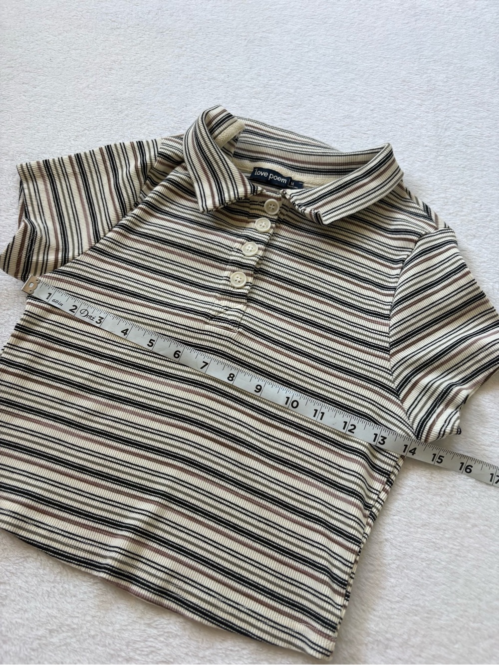 Tomboy Beige & Black Striped Polo Tee - Picture 5 of 7